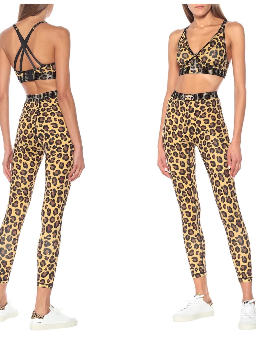 New Adam Selman Honey Leopard Work Out Set Sports Bra Leggings Small Matching